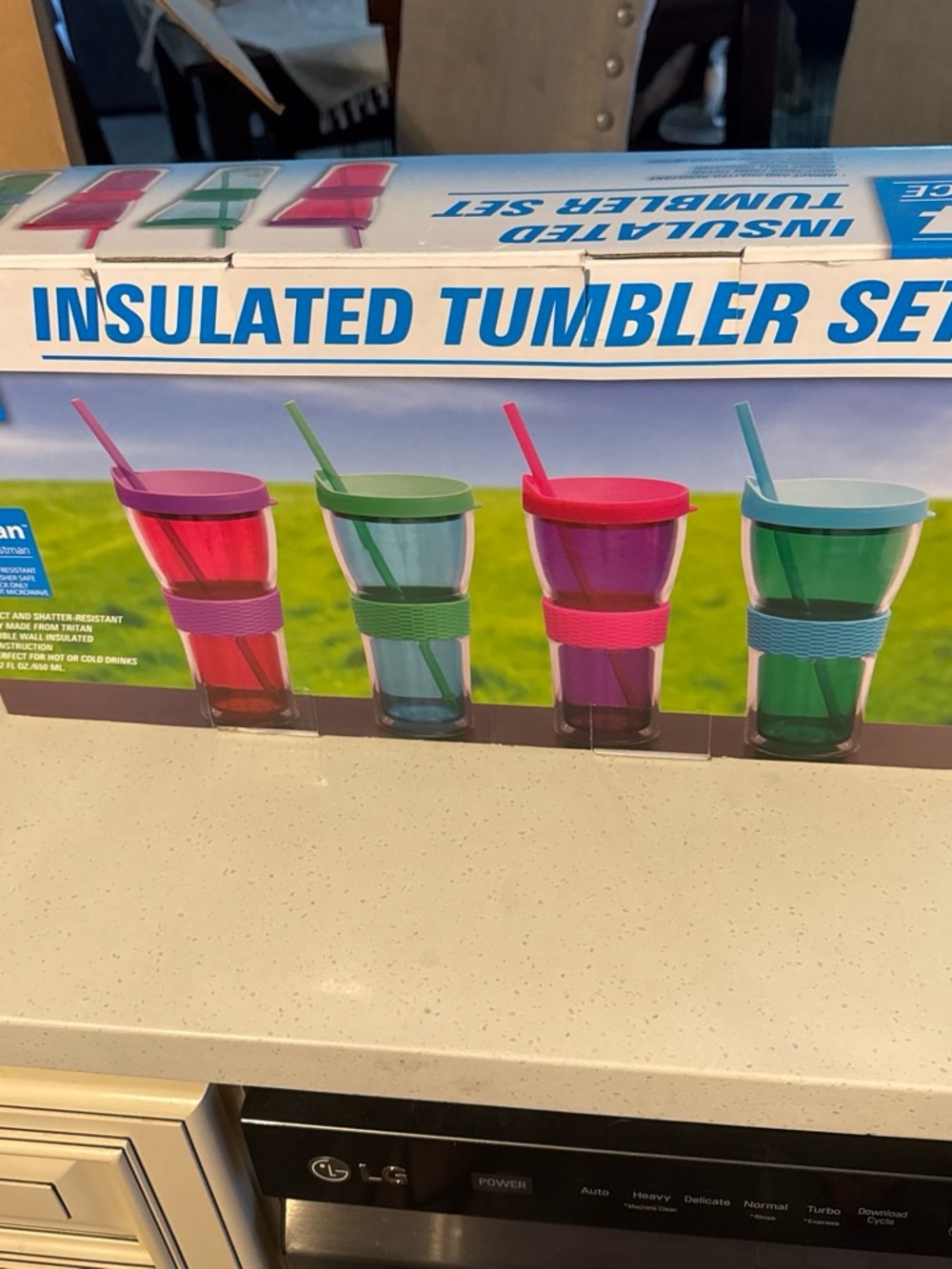 Insulated Tumbler Set - Colorful Straw Tumblers (Set of 4)